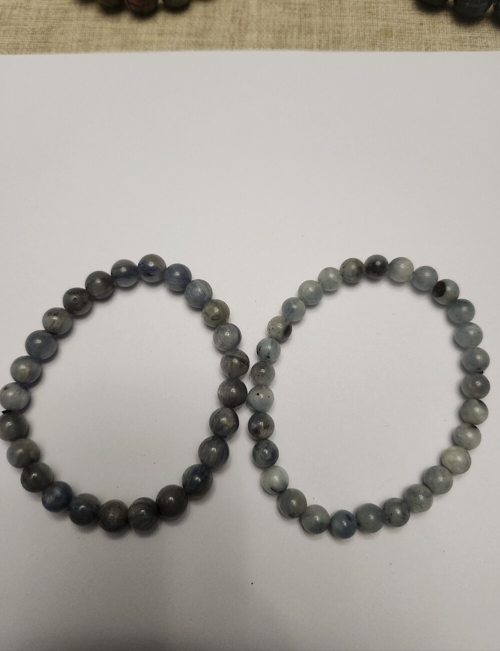 Gray-Blue ONYX Beaded Stretch Bracelet Set 7mm 6 1/2